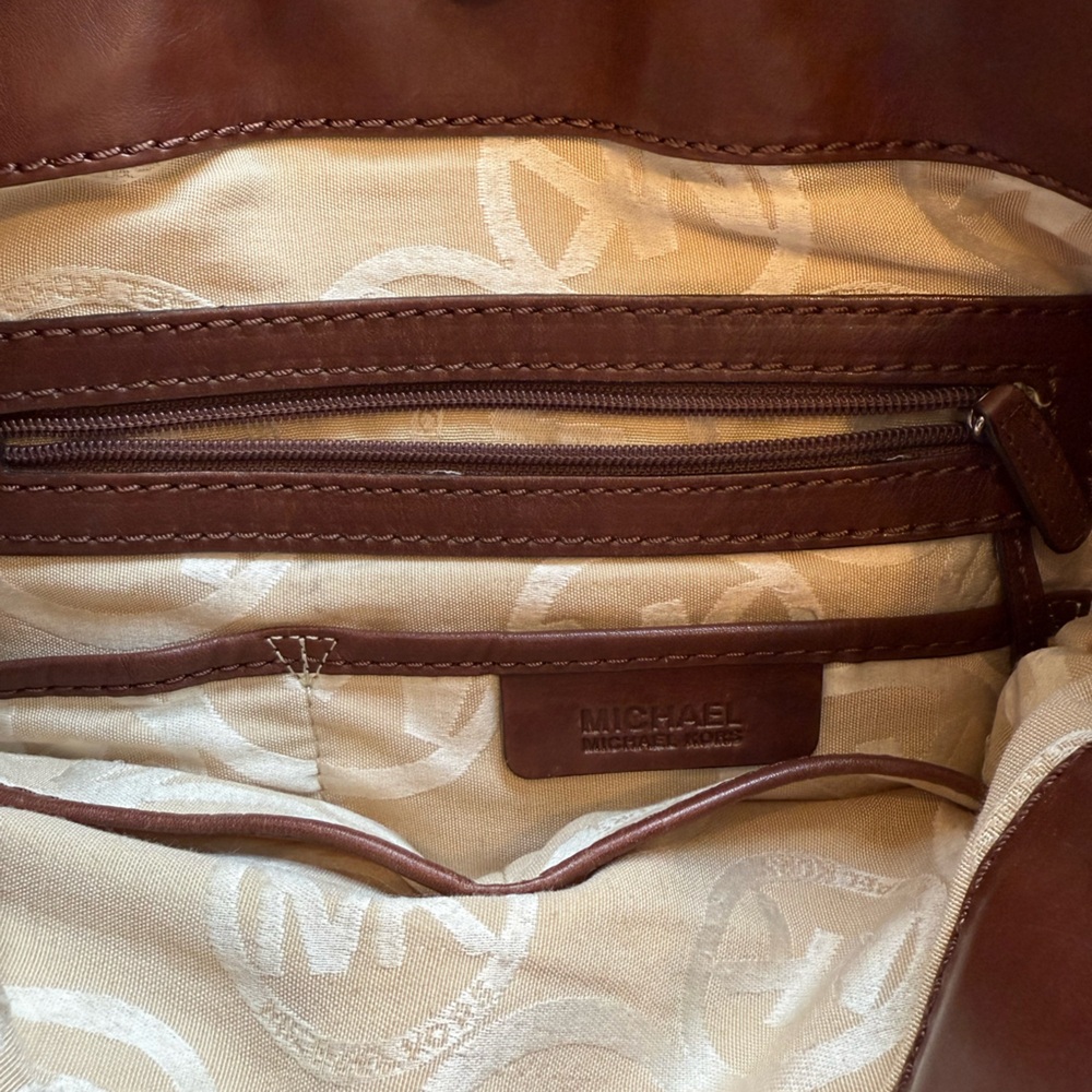 Authentic Michael Kors hamilton tote in raffia/straw and chocolate brown leather - Picture 4 of 5